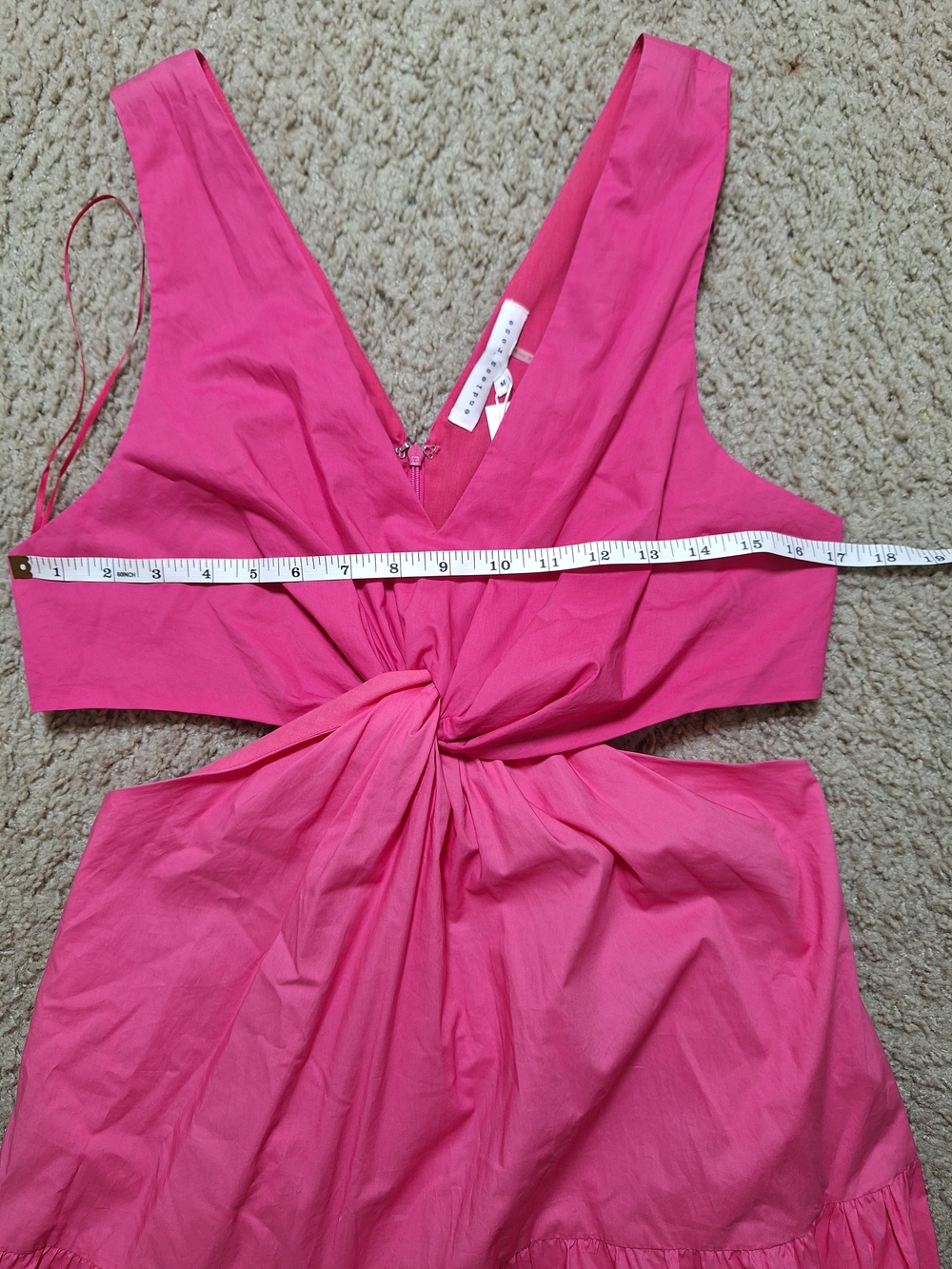 NWT Endless Rose Colorblock Cutout Maxi Dress Pink Red Tiered Ruffle Cotton Sz M - Picture 7 of 8